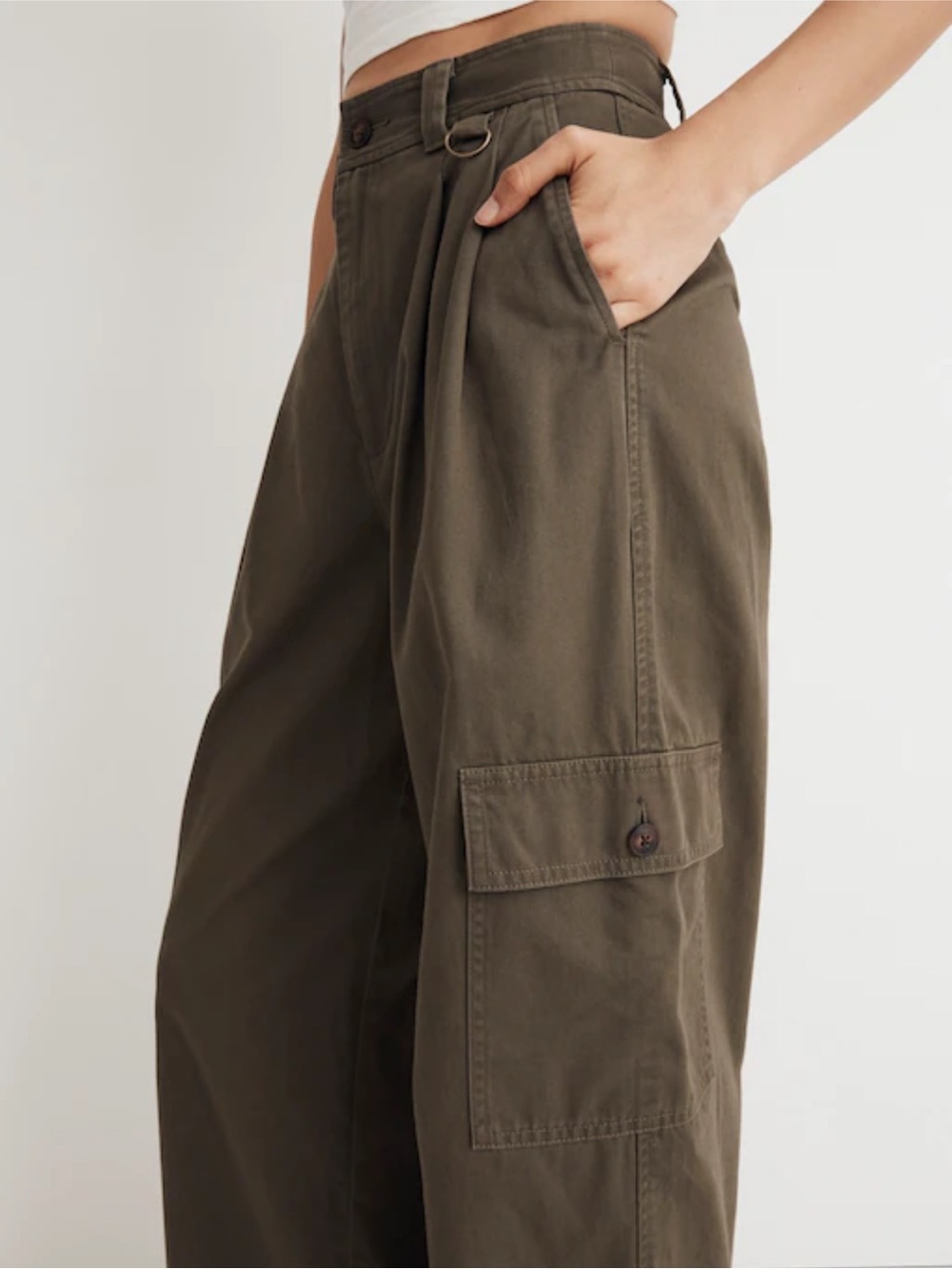 Madewell The Harlow Wide Leg Cargo Pant Women’s 00 Olive Green